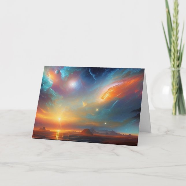 Tarjeta De Agradecimiento Hermoso Resumen Espacial Estrellas Nocturnas de ci (Anverso)