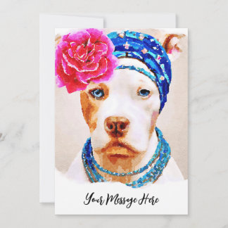 Tarjeta De Agradecimiento Hermoso retrato de Pitbull divertido acuarela arte
