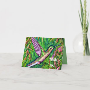 Tarjeta De Agradecimiento Hermoso Shabby Chic Little Hummingbird.