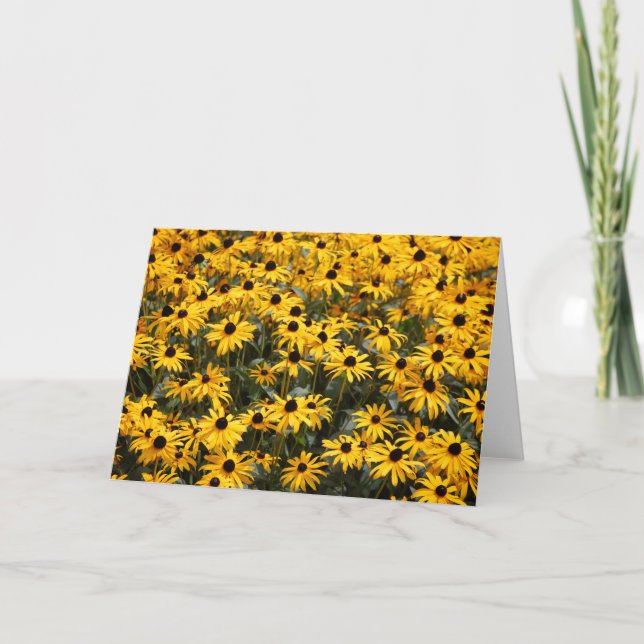 Tarjeta De Agradecimiento Hermosos girasoles, muchos y muchos ojos negros (Anverso)