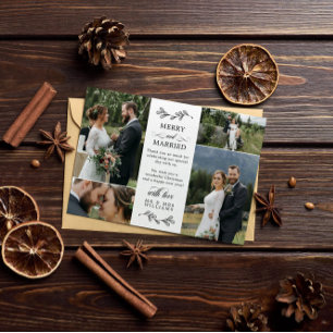 Tarjeta De Agradecimiento Hermosos Navidades Mistletoe Merry Casados