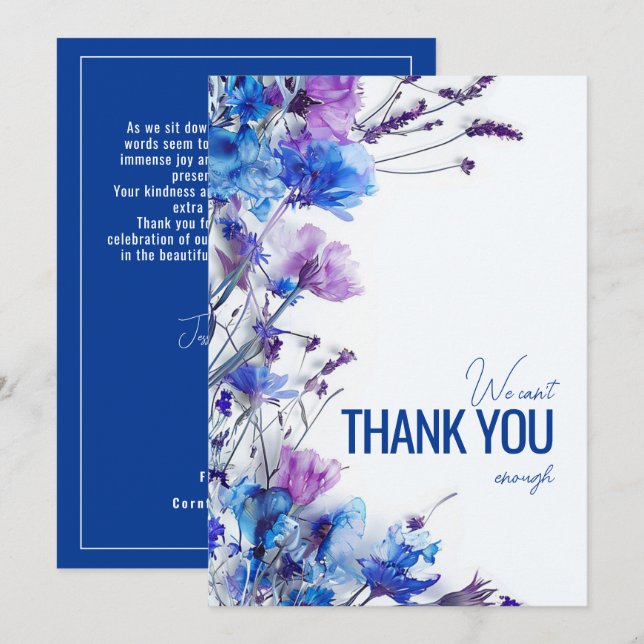 Tarjeta De Agradecimiento 💍 Hermosos Sueños de Cornflower (Anverso / Reverso)