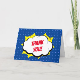 Tarjeta De Agradecimiento Héroe Azul Super Héroe Cómic Personalizado Gracias