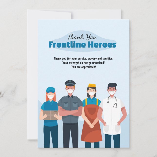 Tarjeta De Agradecimiento Héroes del Hospital Frontline Gracias (Anverso)