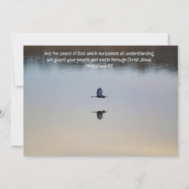 Tarjeta De Agradecimiento Heron Bird Pacífica Lake Bible Verse Flat Card (Anverso)
