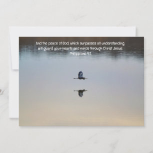Tarjeta De Agradecimiento Heron Bird Pacífica Lake Bible Verse Flat Card