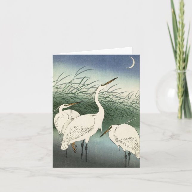 Tarjeta De Agradecimiento Herones en aguas poco profundas de Ohara Koson (Anverso)