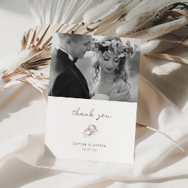 Tarjeta De Agradecimiento Herradura mínima | Foto de Boda marrón y blanco