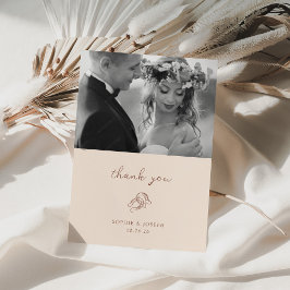 Tarjeta De Agradecimiento Herradura mínima | Foto del Boda de Neutral Brown