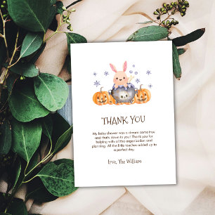 Tarjeta De Agradecimiento Hervidad de Halloween linda conejita Baby Shower S