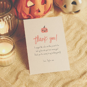 Tarjeta De Agradecimiento Hey Boo Modern Halloween Chica Cumpleaños Gracias