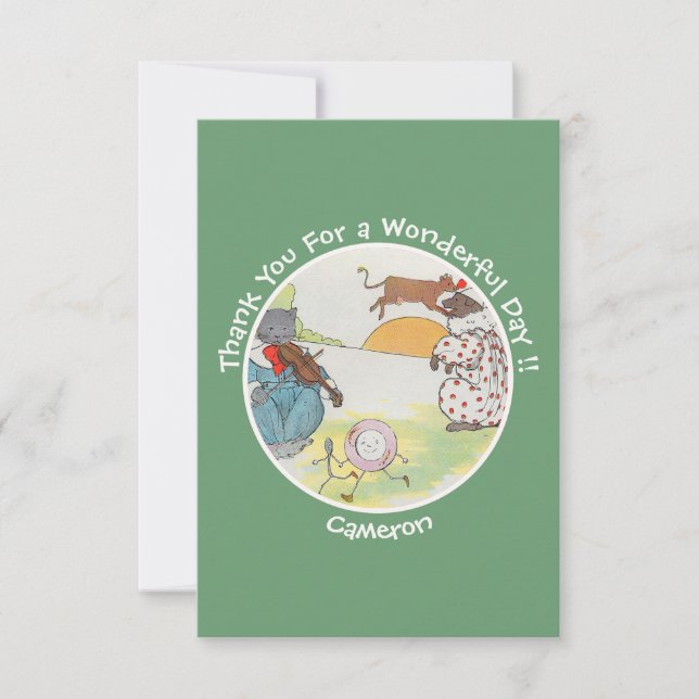 Tarjeta De Agradecimiento Hey Diddle Diddle Birthday Party Collection (Anverso)