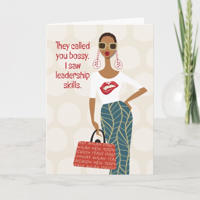 Tarjeta De Agradecimiento Hey Gurl Hey - Te llamaron bossy (Anverso)