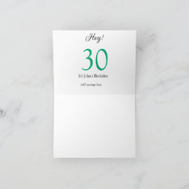 Tarjeta De Agradecimiento Hey it's 30th birthday green black bold letter nam