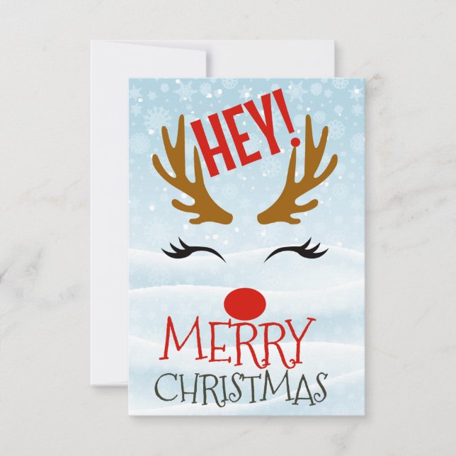 Tarjeta De Agradecimiento Hey! Merry Christmas  (Anverso)