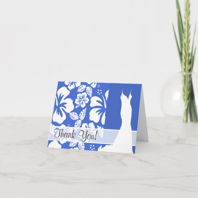 Tarjeta De Agradecimiento Hibisco tropical hawaiano azul de Han (Anverso)