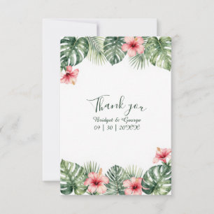 Tarjeta De Agradecimiento Hibisco Vintage Hawái Floral Tropical Boda