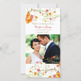 Tarjeta De Agradecimiento Hibiscus amarillo y Swallow Floral Boda foto