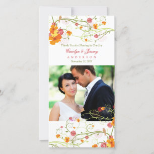 Tarjeta De Agradecimiento Hibiscus amarillo y Swallow Floral Boda foto