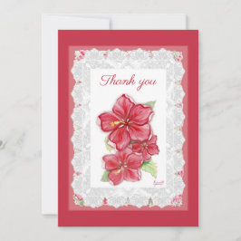 Tarjeta De Agradecimiento Hibiscus & lace RED