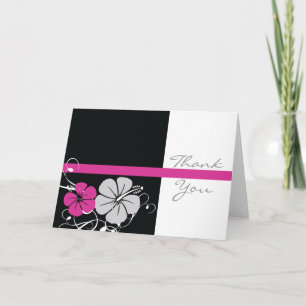 Tarjeta De Agradecimiento Hibiscus negro y rosa gracias