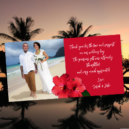 Tarjeta De Agradecimiento Hibiscus Wedding Photo Budget Thank You Cards