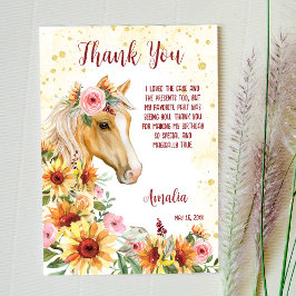 Tarjeta De Agradecimiento Híbulos girasoles cumpleaños cowgirl gracias