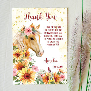 Tarjeta De Agradecimiento Híbulos girasoles cumpleaños cowgirl gracias