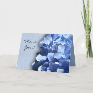 Tarjeta De Agradecimiento Hidraneas azul claro y oscuro