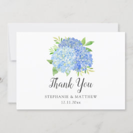 Tarjeta De Agradecimiento Hidrangea Azul Acuarela Boda Floral