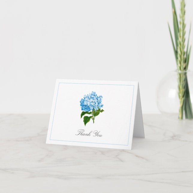 Tarjeta De Agradecimiento Hidrangea azul Bloom Tradicional (Anverso)