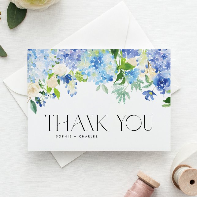 Tarjeta De Agradecimiento Hidrangea azul Boda floral (Subido por el creador)