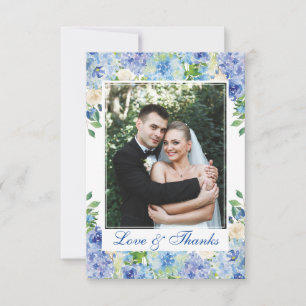 Tarjeta De Agradecimiento Hidrángulos Azules Claros Fotos Florales Acuarela