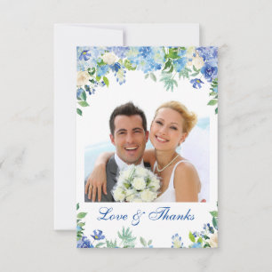 Tarjeta De Agradecimiento Hidrángulos Azules Claros Fotos Florales Acuarela