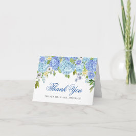 Tarjeta De Agradecimiento Hidrángulos Azules Vegetación Floral Acuarela Flor
