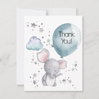 Tarjeta De Agradecimiento Hídrica Neutral de género Elefante Infantil Gracia