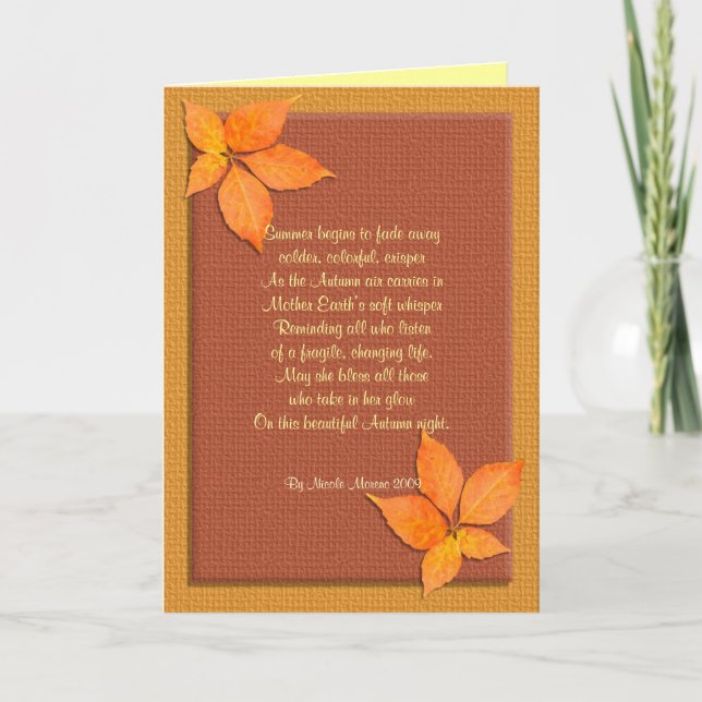 Tarjeta de agradecimiento Hiedra otoñal con poema (Anverso)