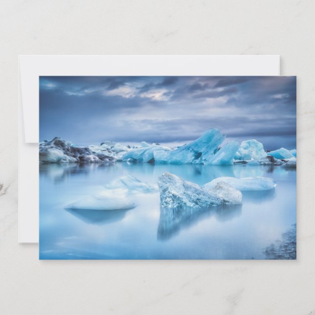 Tarjeta De Agradecimiento Hielo y nieve | Laguna Jokulsarlon, Islandia (Anverso)