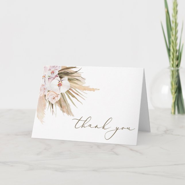 Tarjeta De Agradecimiento Hierba de Pampas Boho Gracias (Anverso)