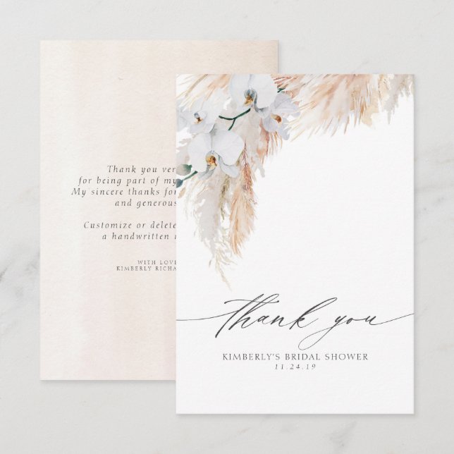 Tarjeta De Agradecimiento Hierba de Pampas Floral Despedida de Soltera Peque (Anverso / Reverso)