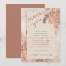 Tarjeta De Agradecimiento Hierba de Pampas | Hydrangeas Baby Shower Agradeci