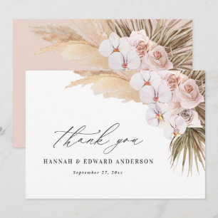 Tarjeta De Agradecimiento hierba de pampas moderna botánica bohemio boda tha