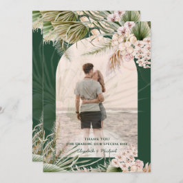 Tarjeta De Agradecimiento Hierba de Pampas Verde Esmeralda FOTO GRACIAS