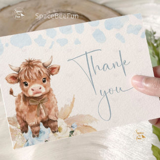 Tarjeta De Agradecimiento Highland Cow Holy Cow baby shower Boy