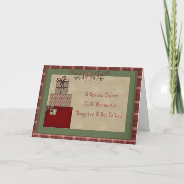 Tarjeta De Agradecimiento Hija e hijo en derecho Navidades de regalo (Anverso)