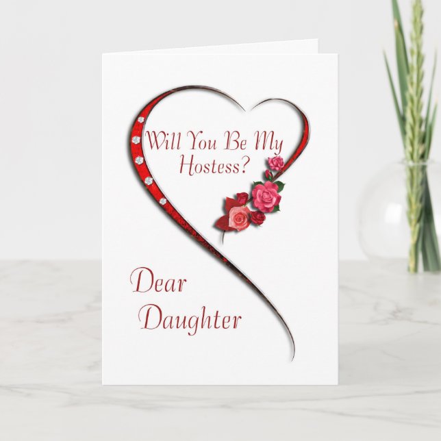 Tarjeta De Agradecimiento Hija, Swirling Heartess Invitan a los albergues (Anverso)