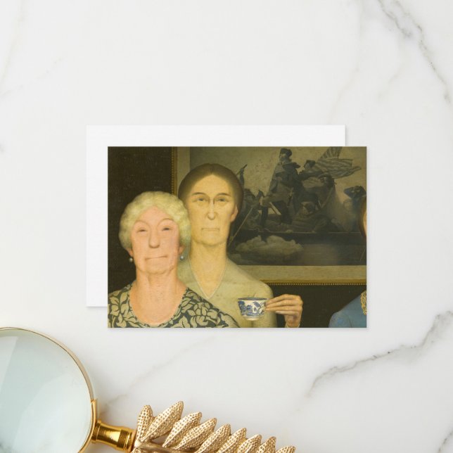 Tarjeta De Agradecimiento Hijas de la revolución por Grant Wood (Anverso/Reverso In Situ)