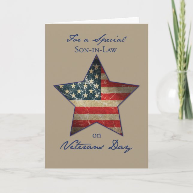 Tarjeta De Agradecimiento Hijo de familia, feliz día de los veteranos, vieja (Anverso)