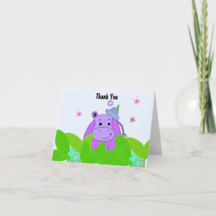Tarjeta De Agradecimiento Hipopótamo Morado Gracias