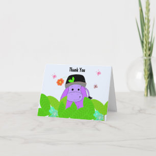 Tarjeta De Agradecimiento Hipopótamo Morado Gracias